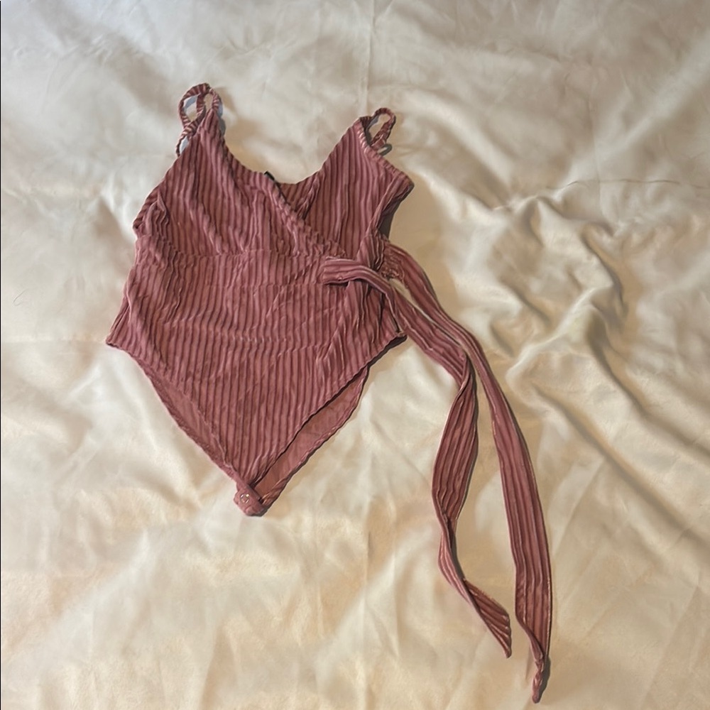 Forever 21 Pink Ribbed Bodysuit